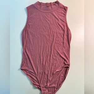 Forever21 Pink Mock Turtleneck Bodysuit (Size L)